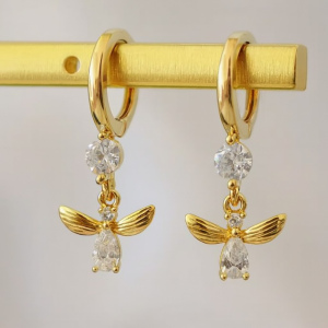 « Honey Bee » | Boucles d'oreilles pendantes à crochet 18 carats