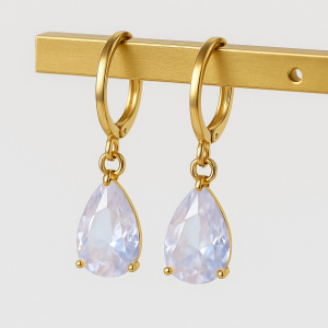 Créoles en forme de larme arc-en-ciel de 18 carats