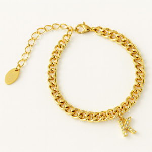 Bracelet à chaîne cubaine épaisse plaqué Or 24 carats