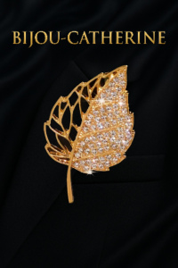 Broche en forme de feuille élégante avec strass