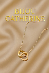 Collier Pendentif Cœur double en Acier Inoxydable pour Femmes