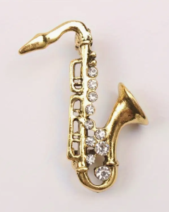 Broche vintage saxophone ornée de strass accessoires de mode 
