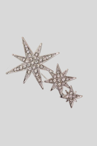 Broche couleur argent décoration en forme d'étoile à huit branches